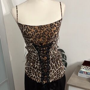 Dolce & Gabbana Leopard Print Lace-Up corset top